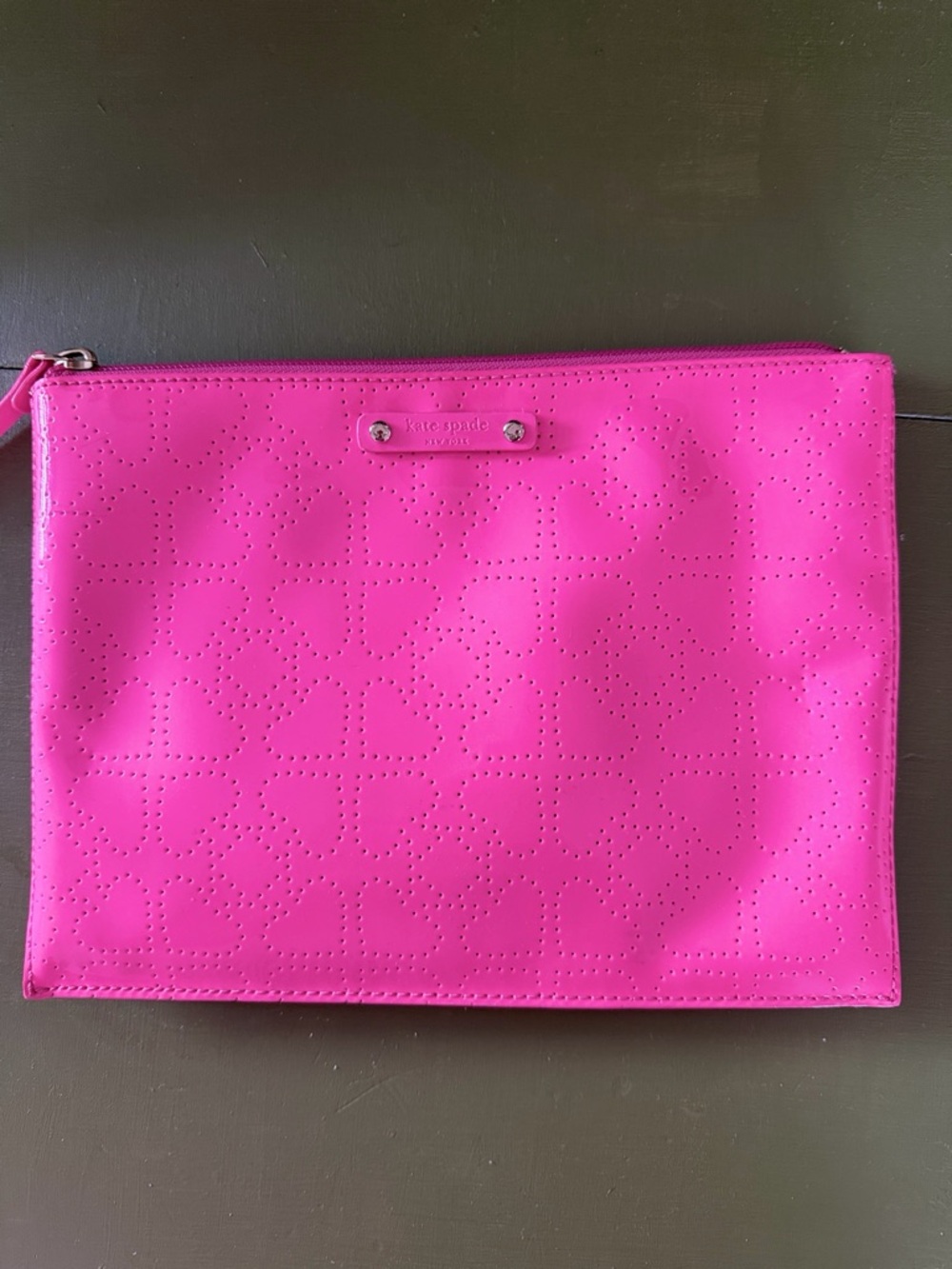 Kate Spade Bright Pink Perforated Clutch Bag